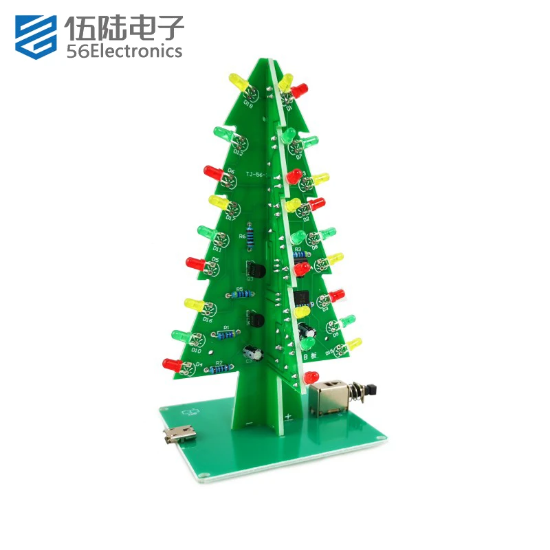 3D Christmas Tree Diy Kit Colorful Flashing LED Electronic PCB Board Module for Hobby or Gift