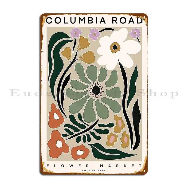 Flower Market Beautiful Columbia Road Poster Metal Sign Print Painting Wall Mural Garage Club Tin Sign Poster