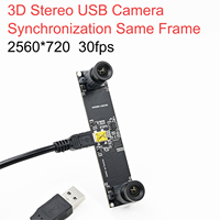 USB Camera Module Dual Lens 720P,Synchronization Same Frame,2560x720 30fps,Fixed Focus Webcam 2MP ,For 3D Modeling VR Ranging