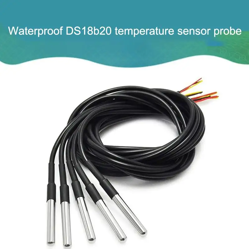 Ds18b20 à prova d'água encapsulado aço inoxidável ds18b20 18b20 sensor de temperatura cabo de sonda de temperatura comprimento 1m para ard