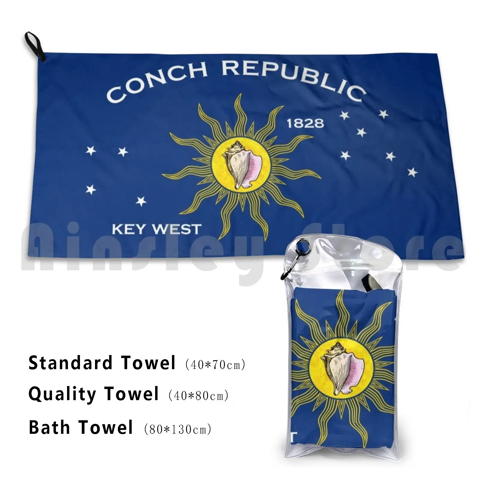 Conch Republic Flag Bath Towel Beach Cushion Flag Of The Conch Republic Key West Florida Conch Republic