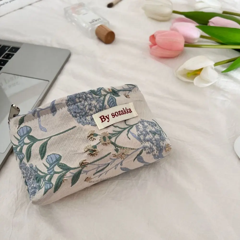 Bolsa de maquillaje de lona de tela, organizador de artículos de tocador, bolsa de cosméticos de impresión de gran capacidad, monedero, bolsa de lápiz labial, bolsa de almacenamiento impresa