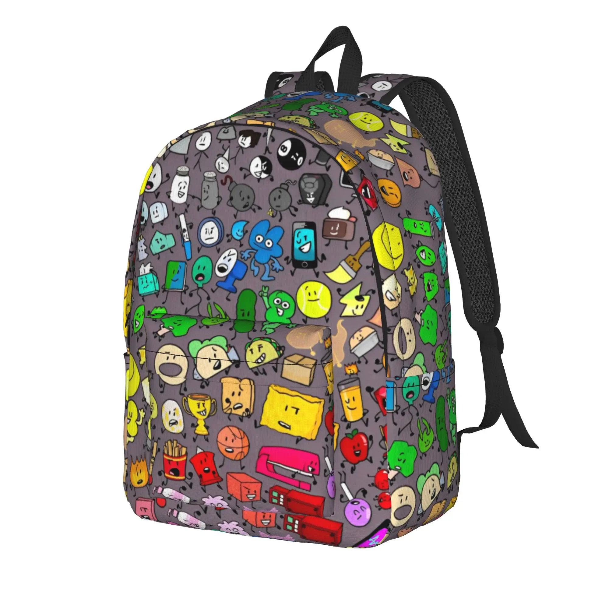 BFDI Charters!  Backpack for Men Women Casual Student Hiking Travel Daypack Battle for Dream Island College Canvas Bags Gift