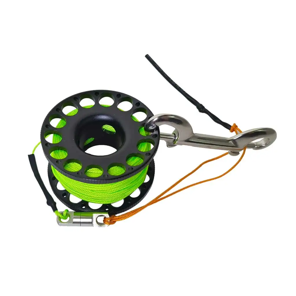 NONE 30 m Aluminiumlegierung, Tauchspule, Fingerrolle mit doppelseitigem Haken aus Edelstahl, Cave Tech Wreck Diving Fingerrolle 6
