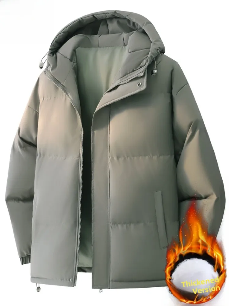 

Paul Men's Winter Thickened Cotton Jacket Hooded down Cotton Coat Warmth Youth Casual Long Sleeve Zipper Closure Color