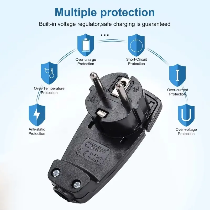 European Earthing Contact Angle Plug Flat for Home Electeic Socket Euro Connector Ultra Thin Hidden Ultra-thin Concealed Adapter