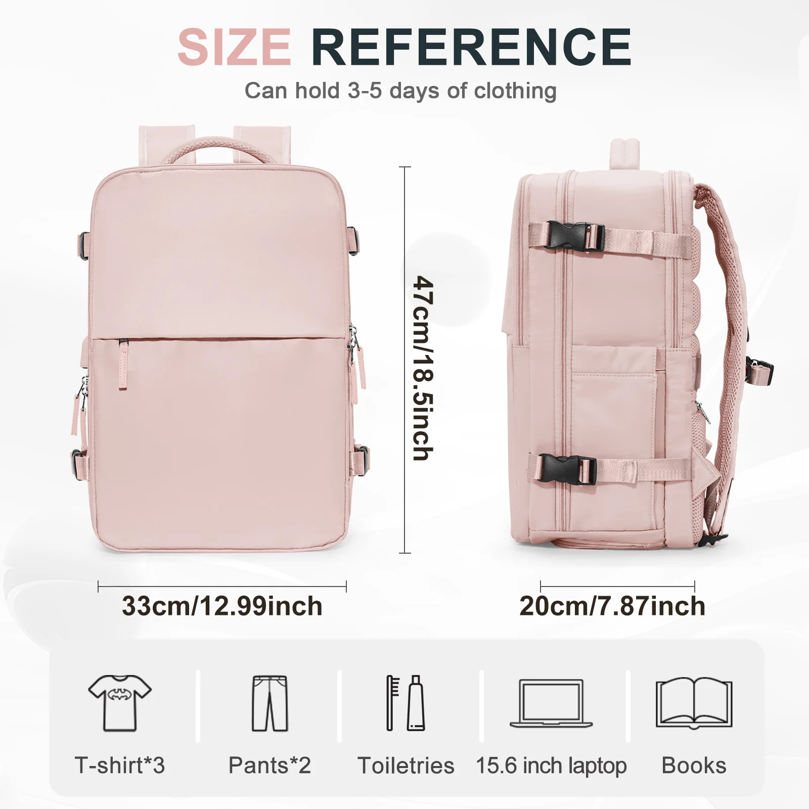 حقيبة ظهر للسفر معتمدة من شركة الطيران الكبيرة ، حقيبة ظهر مع مقصورة للأحذية ، منفذ شحن USB ، الأعمال ، المشي لمسافات طويلة ، الكمبيوتر المحمول ، 47x33x20