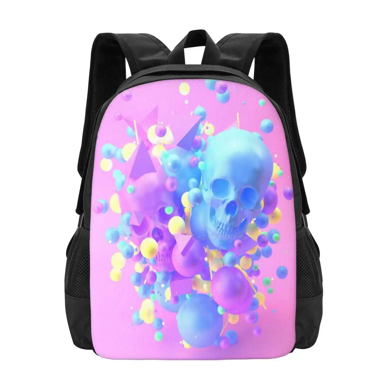 Side B School Bags Travel Laptop Backpack Acid Trippy Psychedelic Colorful Digitalart Fluid Acrylic Modernart Artistic Glitch