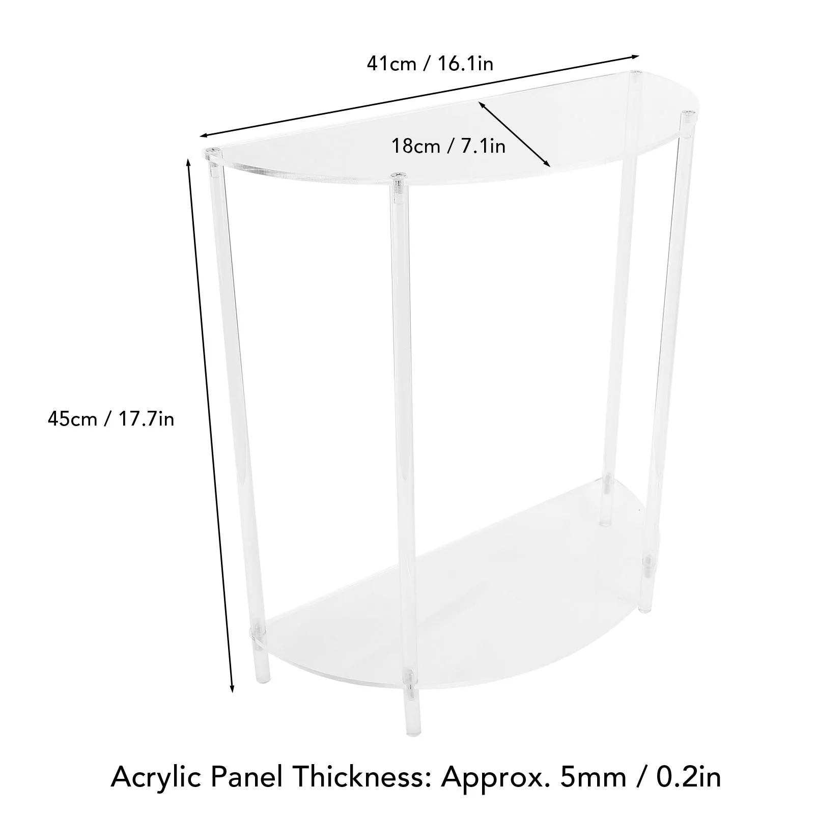 طاولة جانبية شبه القطع مكونة من طبقتين منضدة صغيرة من مادة الأكريليك عالية الجودة لغرفة المعيشة وغرفة النوم بجانب السرير وطاولة جانبية للحائط #3