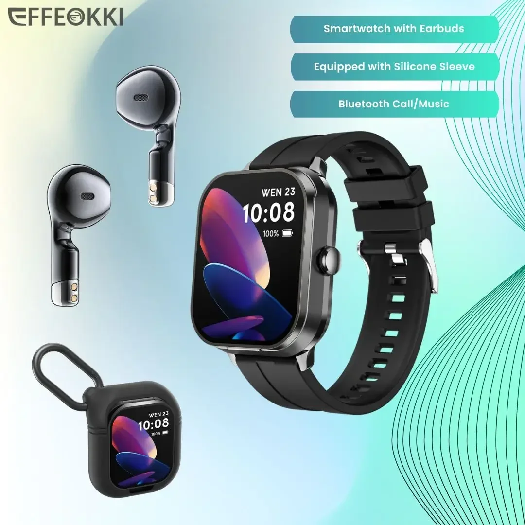 Effeokki D8Pro 2 In 1 Smart Watch With Headphone Men'S Watch NFC Make Call Heart Rate Blood Oxygen Compatible