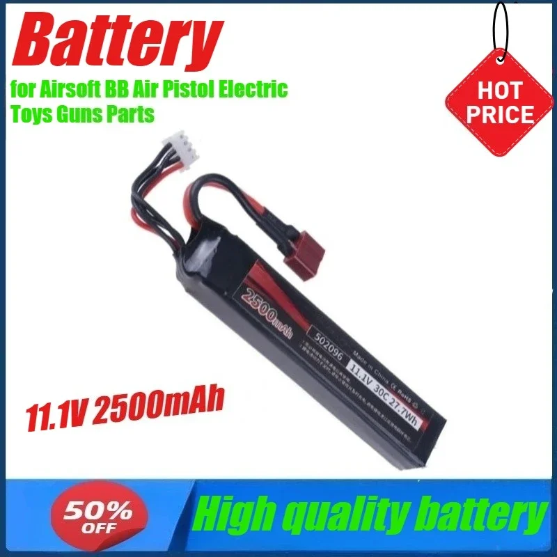 

11.1V 2500mAh Lipo Battery for Water Gun Airsoft T Plug for Airsoft BB Air Pistol Electric Toys Guns Parts