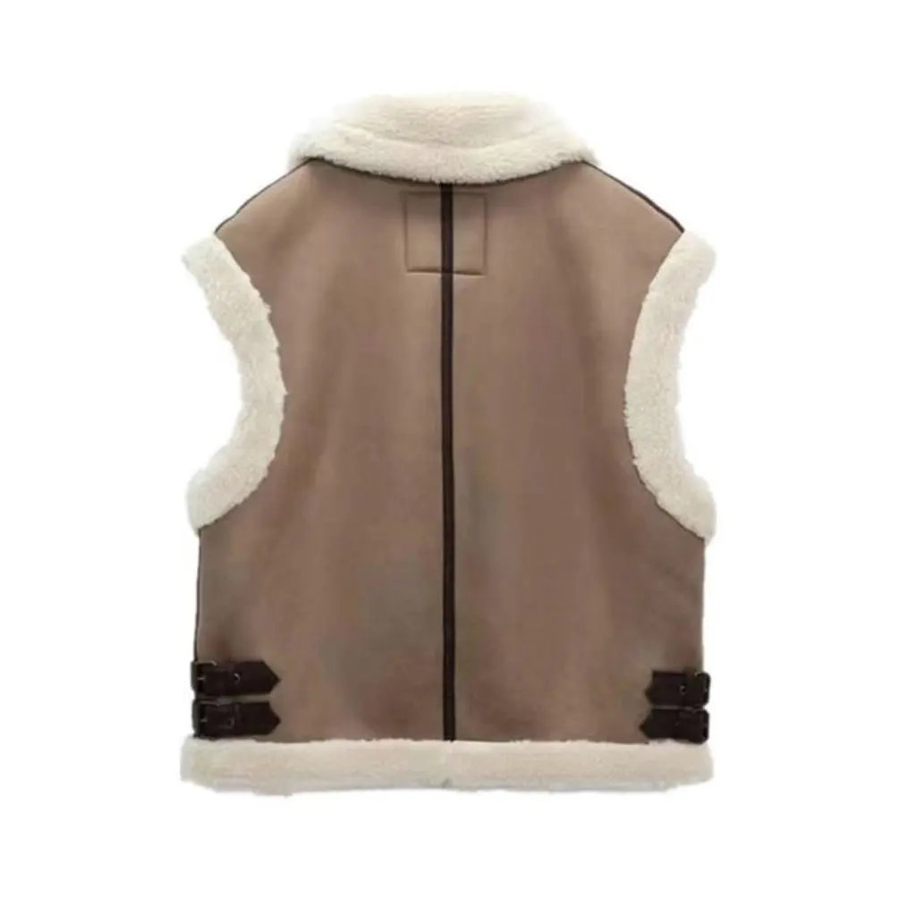 

Women's Brown Fur One-Lapel Vest Jacket Thickened Fall/Winter New Style 2969256