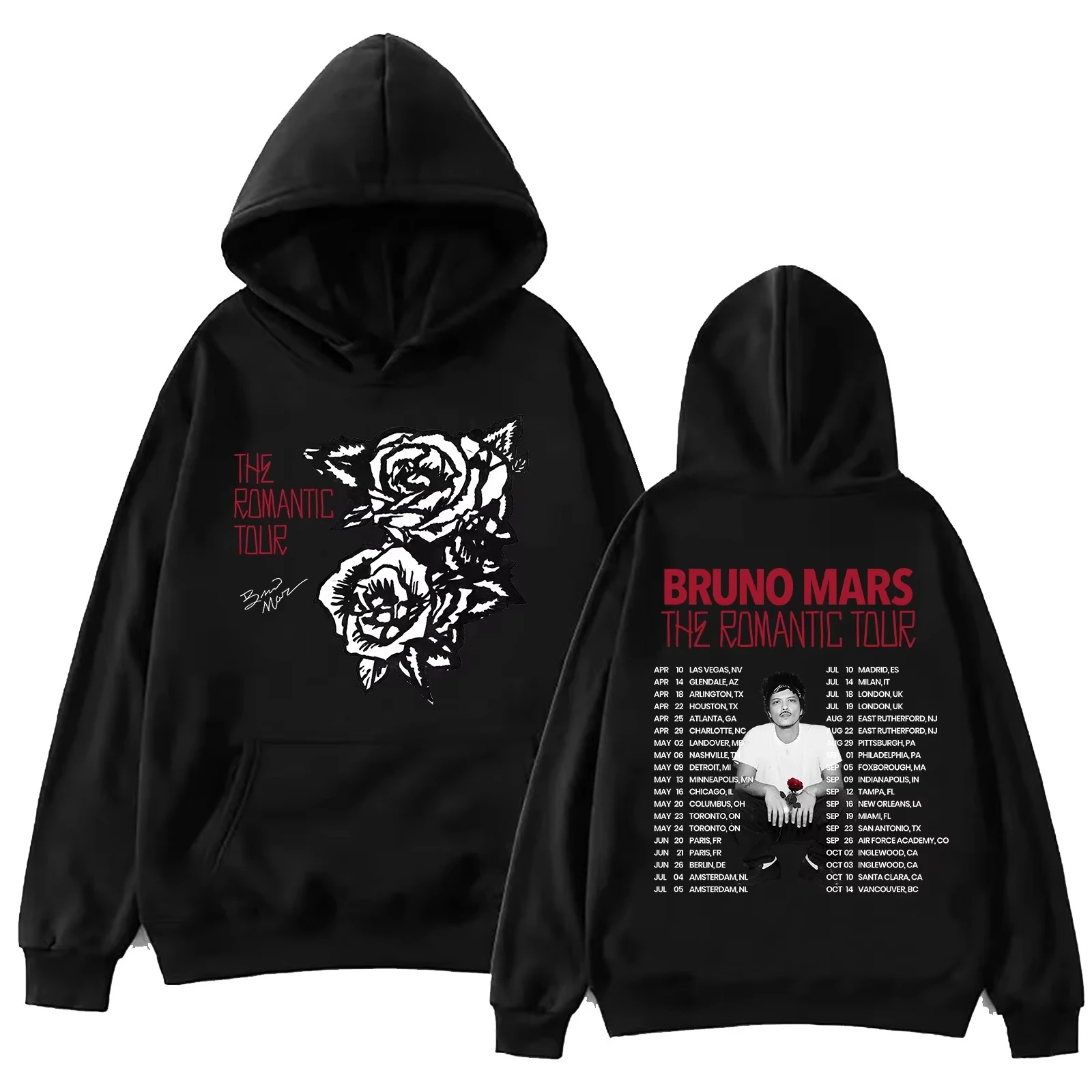 

Худи Bruno Mars The Romantic Tour 2026, унисекс, в стиле Харадзюку, с длинным рукавом, модный повседневный свитшот класса люкс