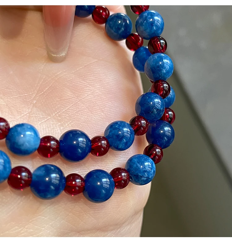 Leichter Luxus Naturstein-Perlenkette Blauer Achatstein Kurze Halskette 2025 Trendiger Schmuck für Frauen Schlüsselbeinkette Accessoires – Detail 11