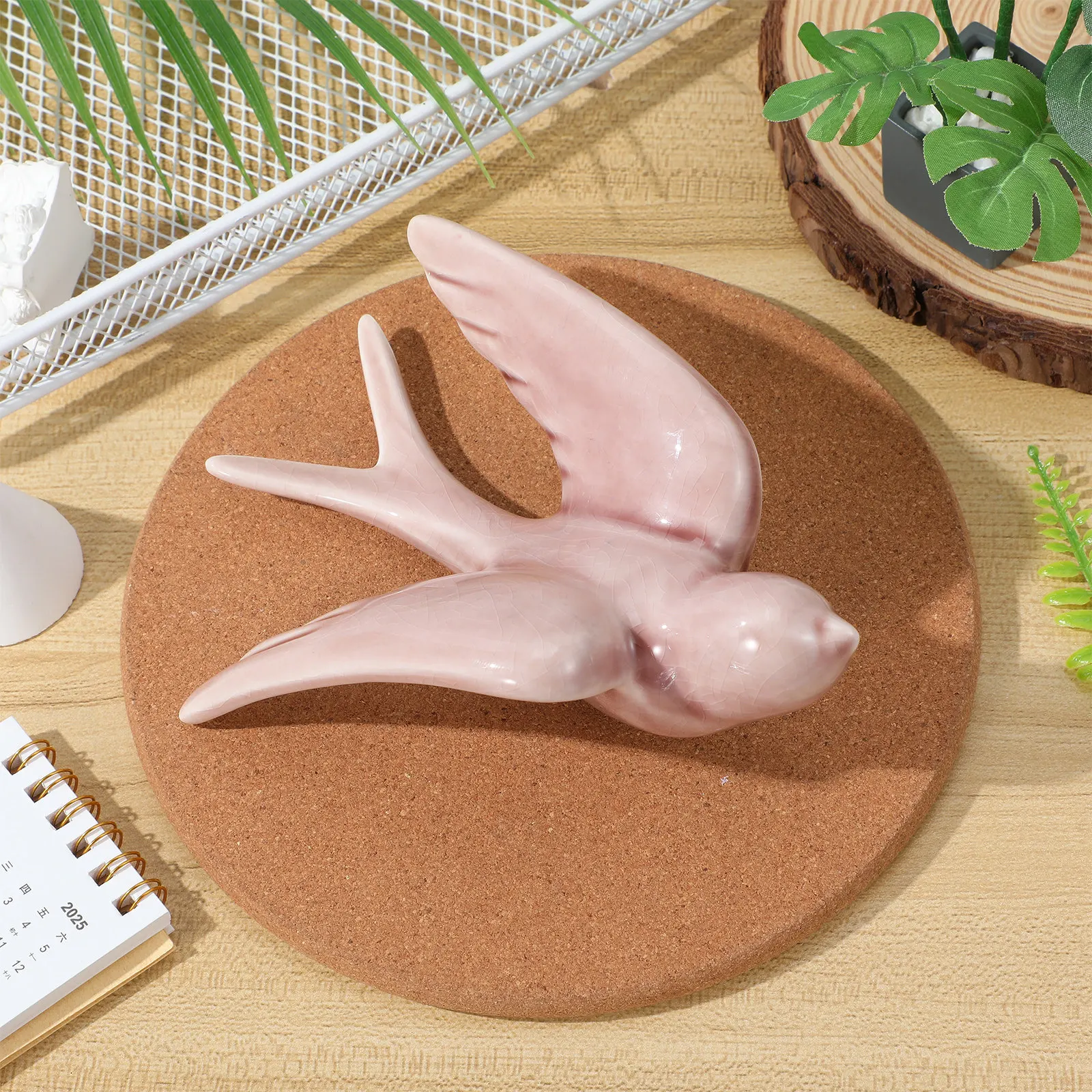 1Pcs Colorful Ceramic Birds Wall Mounted Hanging Decor High Temperature Ice Cracking Surface Lifelike Swallow Home Wall Art
