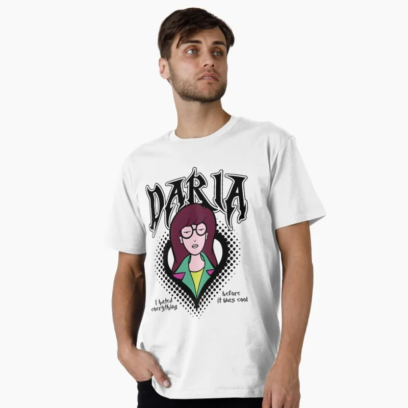 

0331 Retro Sick sad world Daria TV Character Gift t shirt 90s Nostalgia cartoon MTV Graphic Clothes 100% cotton Y2K clothing