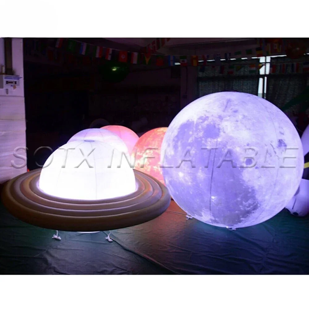 Riesige aufblasbare Mond-Erde-Kugeln für Party-Dekoration, LED-Planeten-Luftballons, 9, Sonnensystem, Sonne, Jupiter, Saturn, Mars, Venus