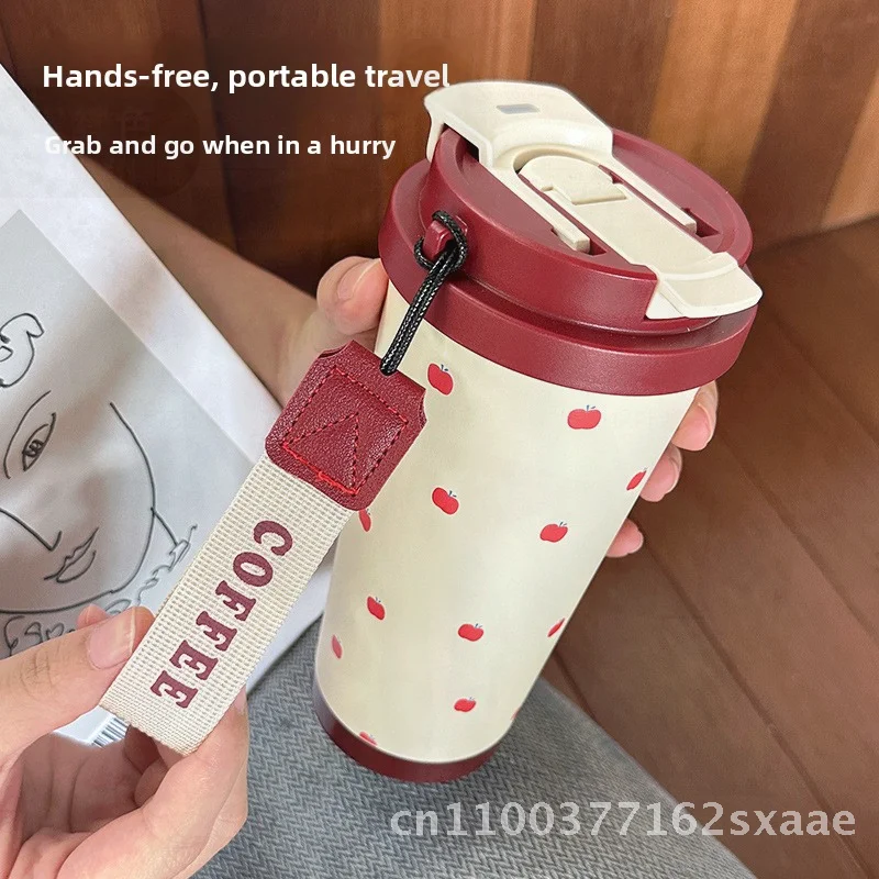 

Гигантская панда, термос из нержавеющей стали с двойными стенками, 500 мл, изолированная кофейная кружка для холодных и горячих напитков, портативная соломенная чашка