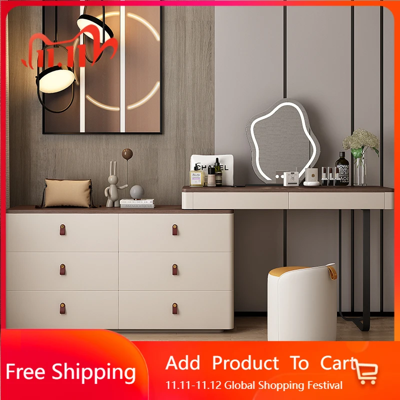 

Drawers Mirror Vanity Table Modern Organizer Bedroom Makeup Desk Cabinet Dressing Table Wood Chair Penteadeira Trendy Furniture