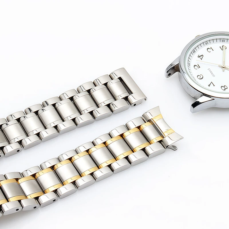 Arc Flat End Solid Stainless Steel Watchband for Tissot Longines Casio 14 15 16 17 18 19 20 21 22 23 24mm Universal strap
