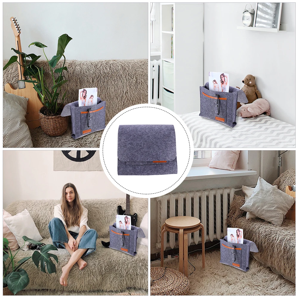 

1pc Felt Storage Bag Hanging Organizer Bedside Cabinet Polyester Container Student Dorm Sofa Large Capacity Lightweight