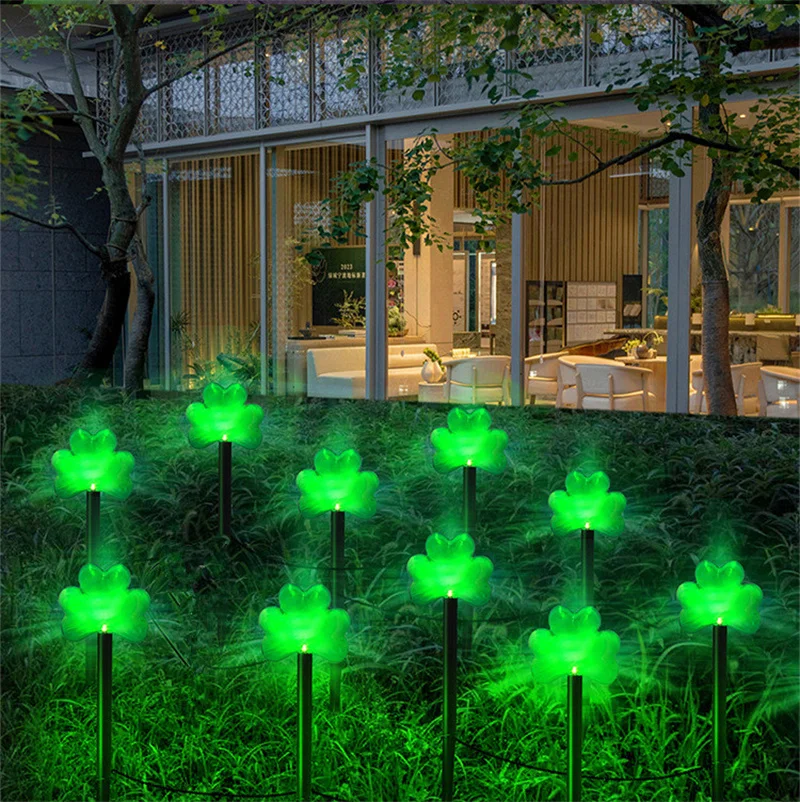 2024 luci solari natalizie per palo batteria impermeabile Leaf Graden Lawn Lights Pathway decorazioni natalizie luci a LED 578