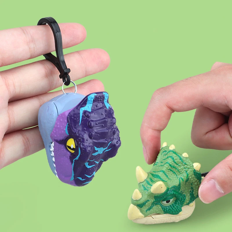 1Pcs Fun Cartoon Cute Dinosaur Can Open Mouth Model Keychain Creative Pull Back Animal Car Toys Boys Holiday Party Birthday Gift