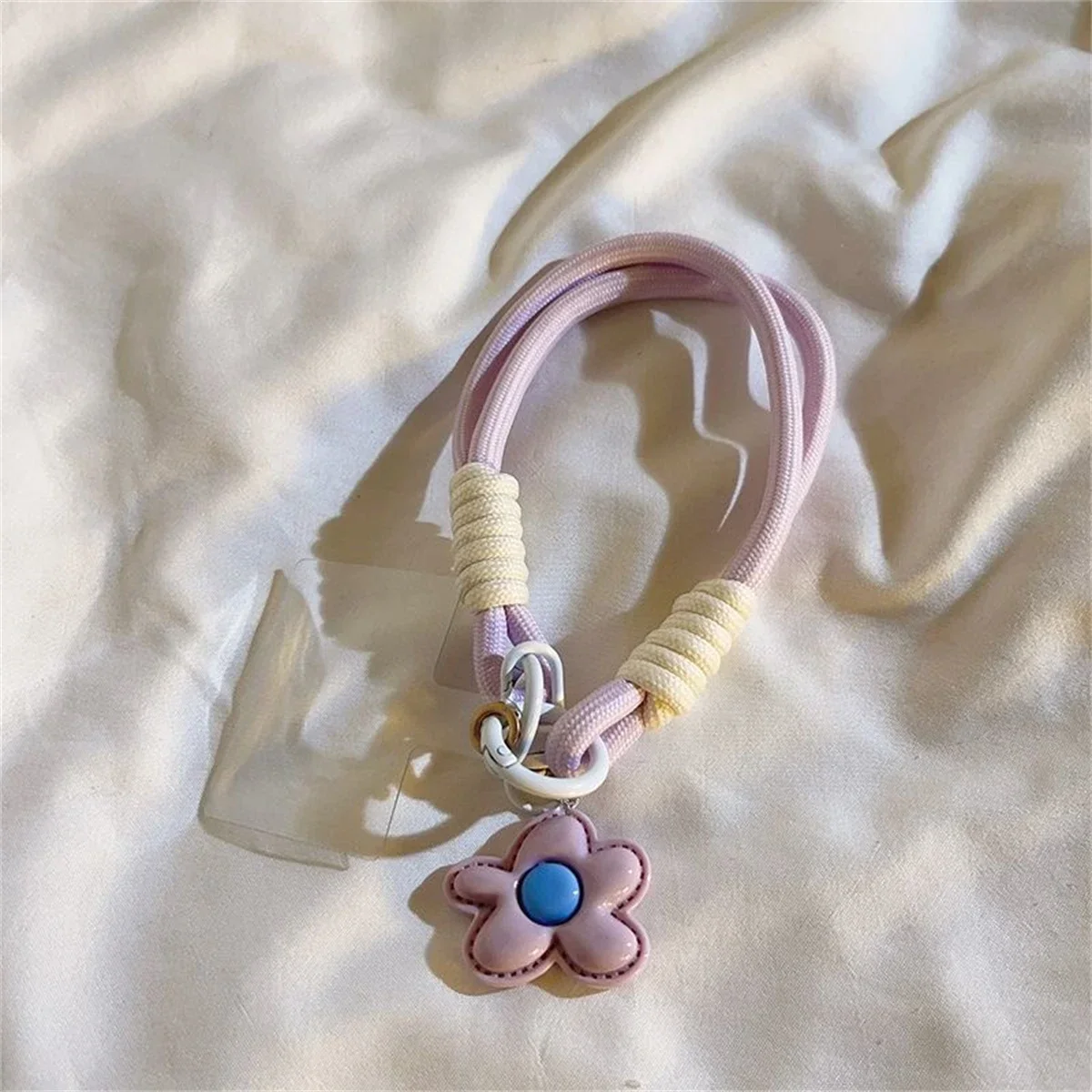 Cute Leather Flower Strap for Phone Lanyard Strap Hanging Chain Ring Cord with Patch Wrist Strap Phone Holder Detachable Rope