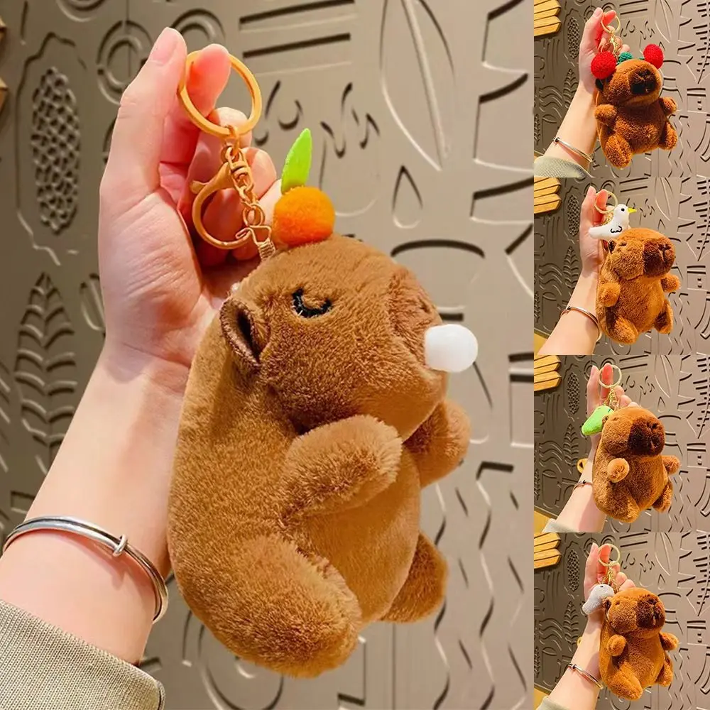 Multicolor Capybara Keychain Cute Stuffed Animals Simulation Capybara Pendant Accessories Toy Fluffty Animal Doll Bag Decoration