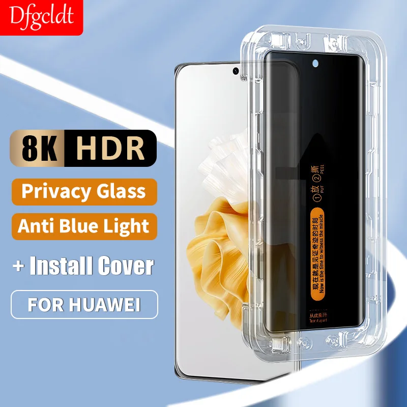 3D One-click Installation Curved Edge Privacy Tempered Glass For Huawei P60 P50 P40 P30 Mate 60 50 40 Pro Plus Screen Protectors