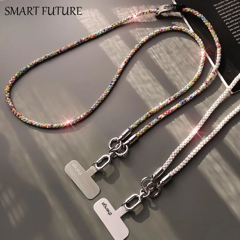 

Hanging Cord Glitter Rhinestone Phone Lanyard Crossbody Chain Luxury Mobile Phone Rope Long Style Bling Bling Mobile Phone Chain
