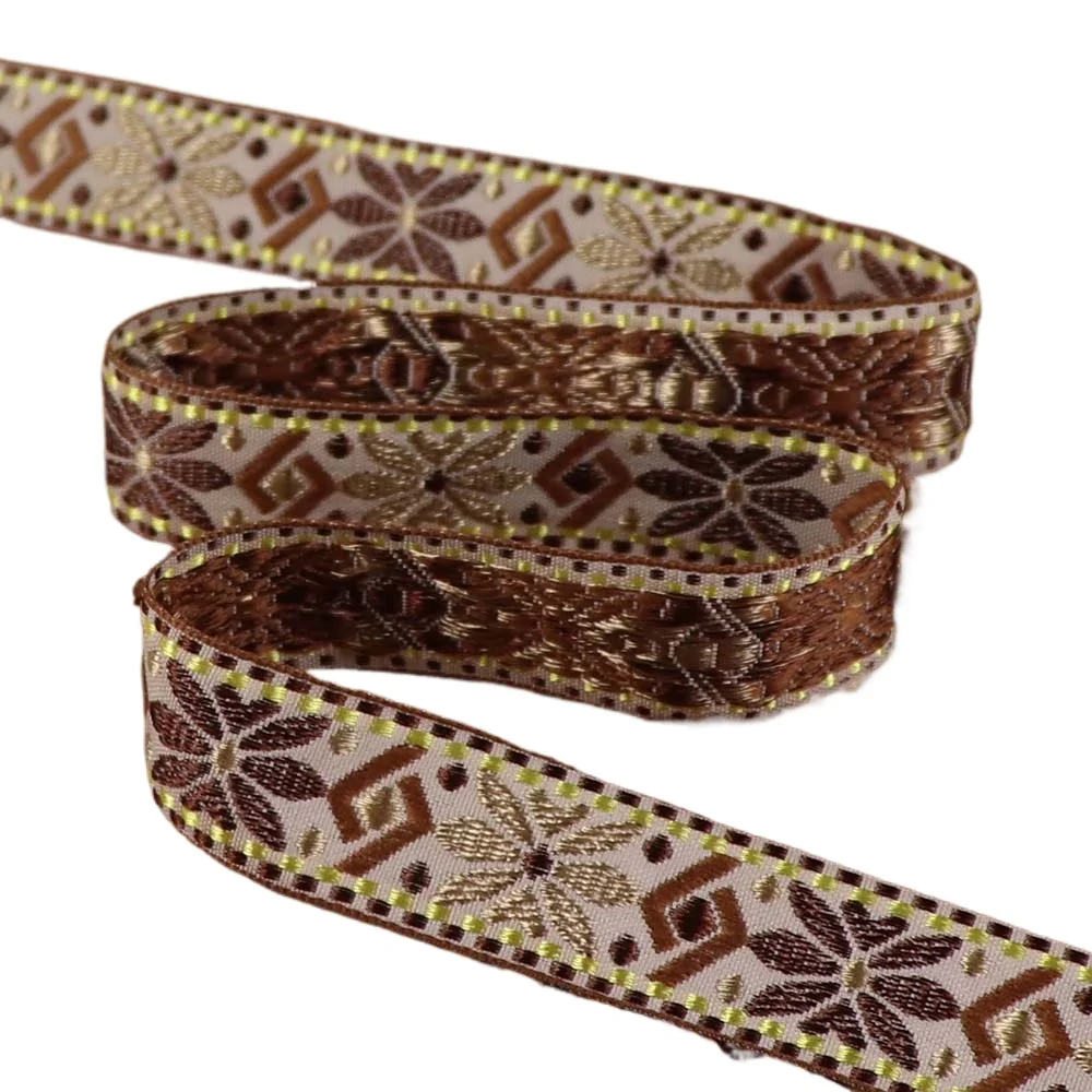 2.3cm Vintage Colorful Geometric Jacquard Embroidered Ribbons Webbing For Collar Sewing Accessories