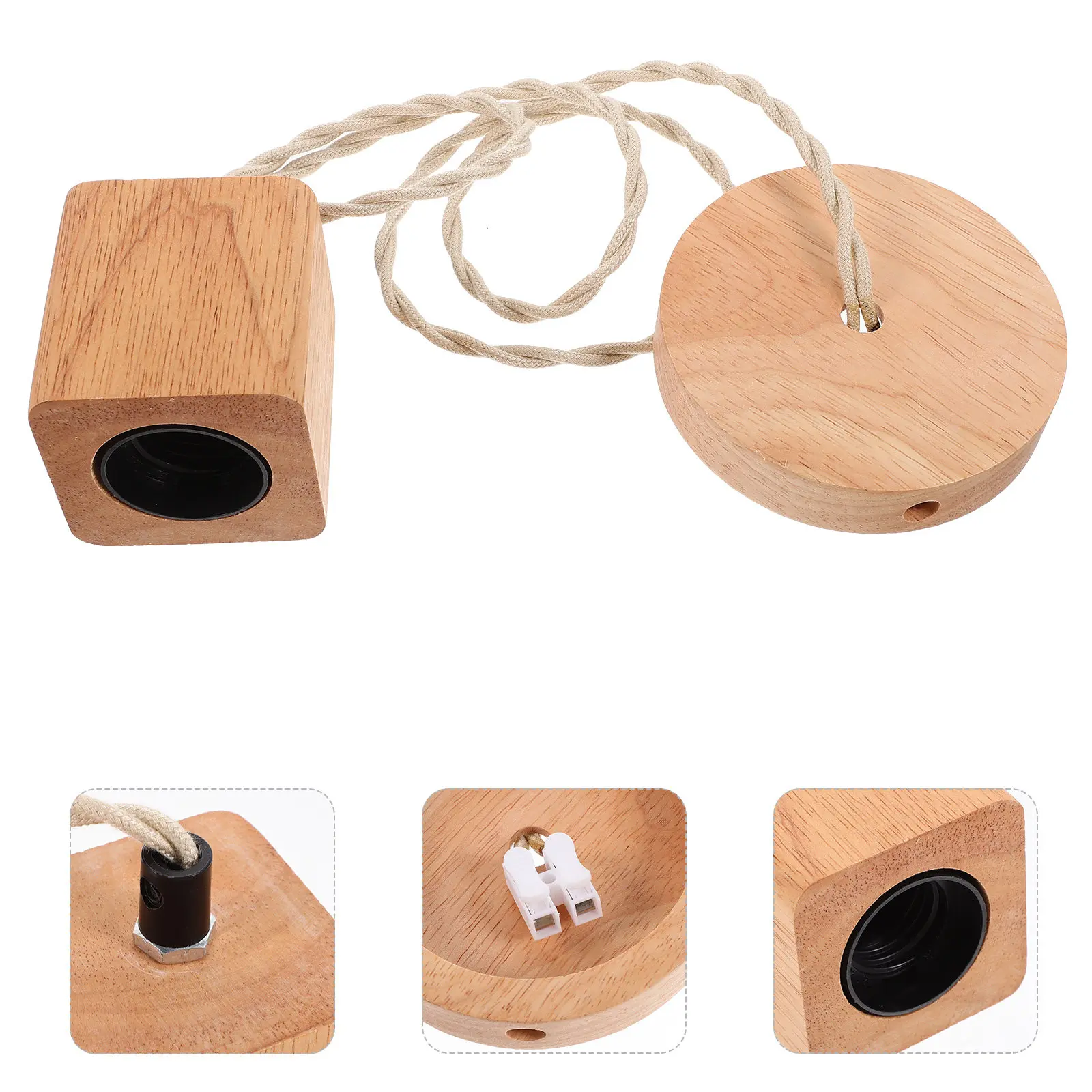 

Solid Wood Lamp Socket E27 Light Bulb Holder For Pendant Light Fixture Parts Hanging Lamp Repair Accessory