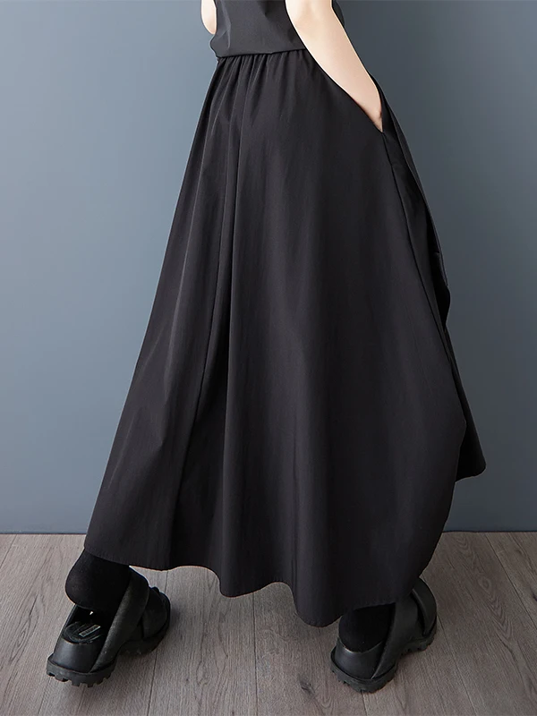 Losse wijde pijpen negen tenten patchwork veelzijdige lente zomer Koreaanse Sle f rok bloemenprint midi rok voor dames