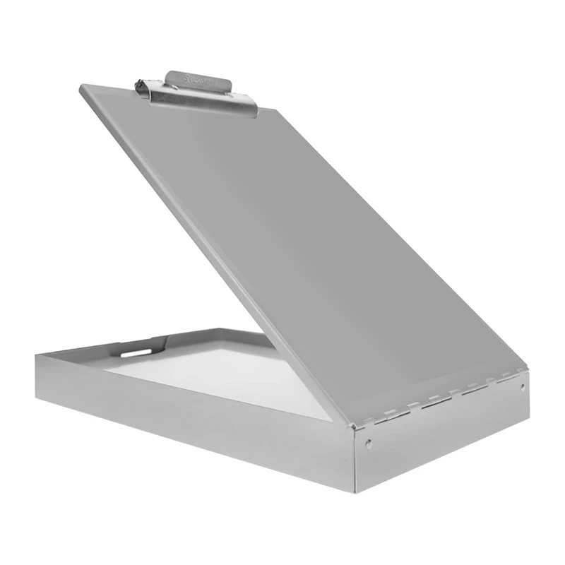 Metal Clipboard with Storage, Silver Dual Layer Clipboard , Letter Size Paper Organizer, with Self Locking Latch-SPMI