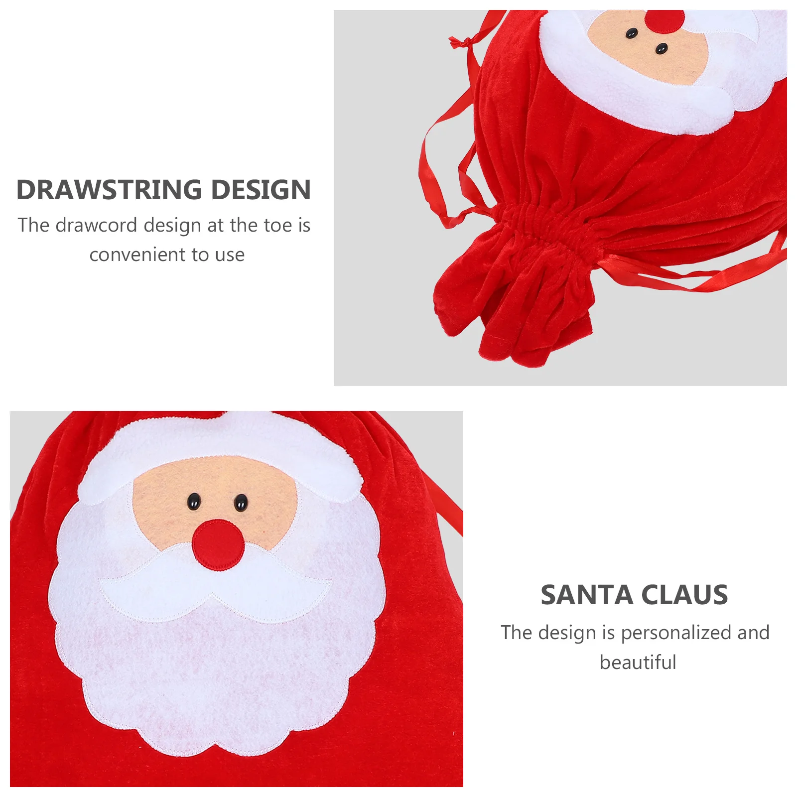

1Pcs Xmas Gift Bag Santa Design Christmas Candy Bag Gift Wrapping Drawstring Pouch Material Durable Washable