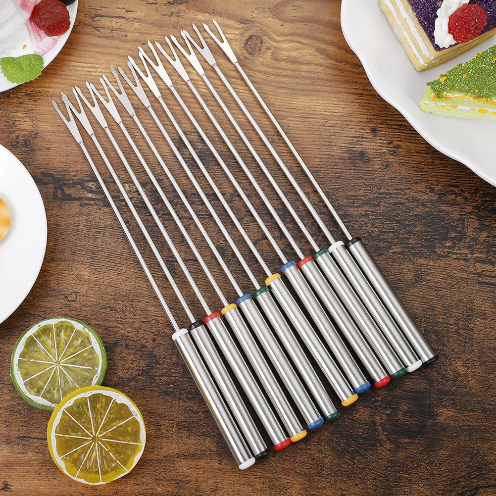 

12pcs Stainless Steel Fruit Forks Light Weight Portable Chocolate Dipping Tools Fondue Set for Home Party Kitchen Bar Use