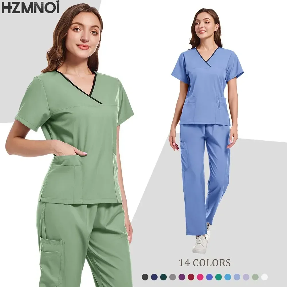 Multicolour High Elasticity Soft Doctors Scrubs Sets Female Clinical Uniform Tops and Scrub Joggers Beauty Salon Spa Uniform