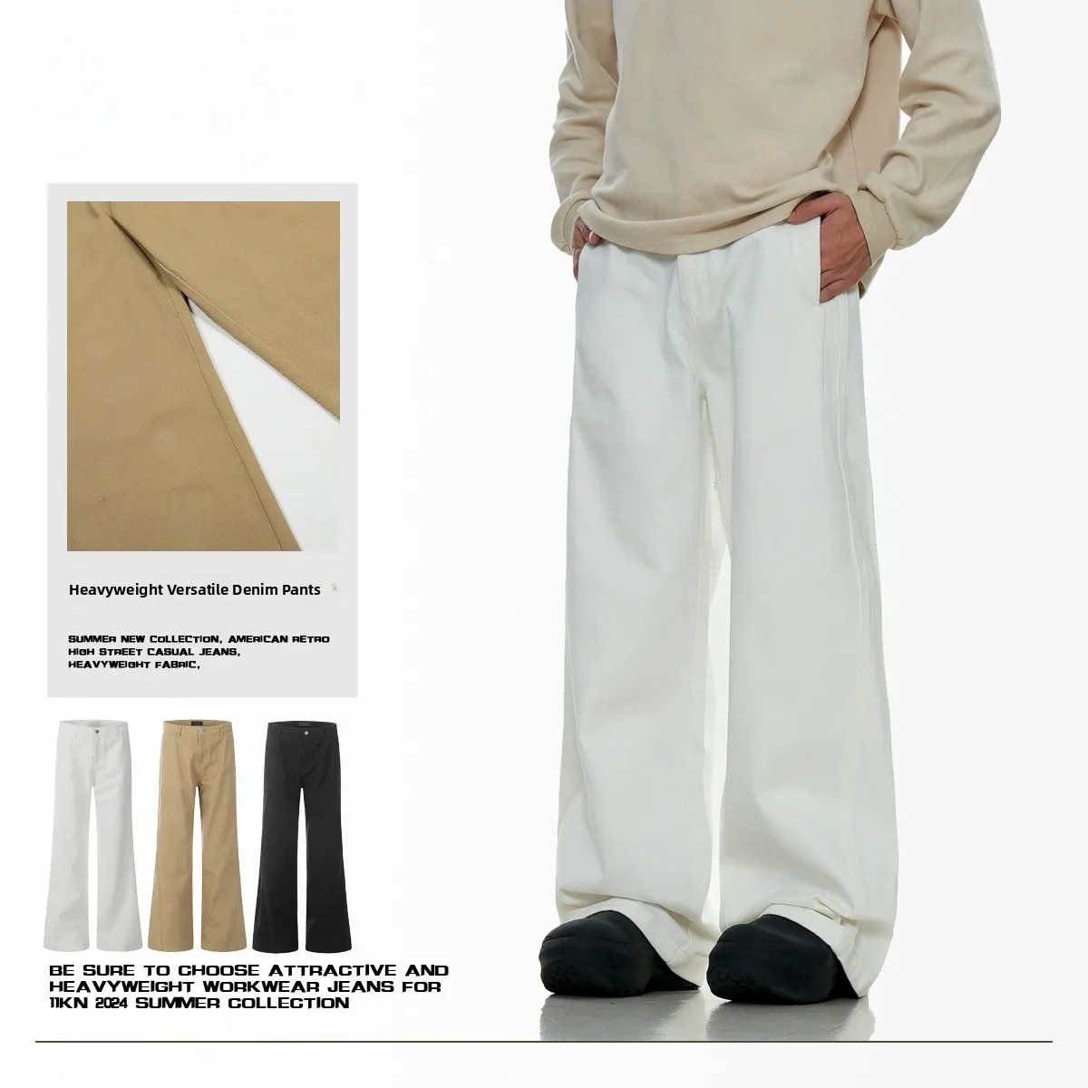 

Classic American Retro Loose Fit Casual Denim Jeans Men's Women's Cleanfit Simple Faion Pure Cotton Long Pants