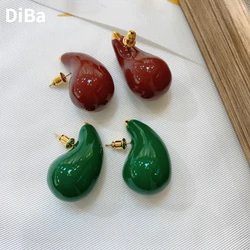 Fashion Modern Jewelry 2024 Trend New Red Green Teardrop Stud Earrings For Women Girl Gift Accessories