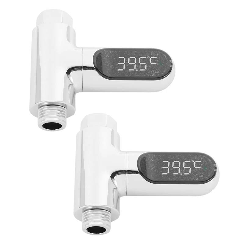 HOT SALE 2X LED Display Home Water Shower Thermometer Flow Self-Generating Electricity Water Temperature Meter Monitor