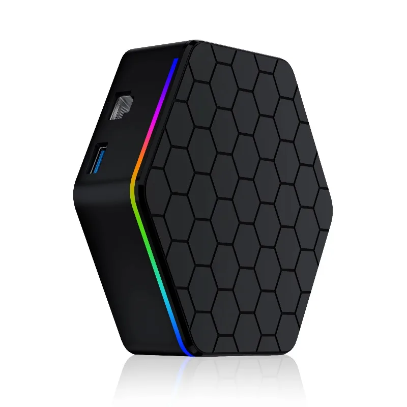 N150 RGB Mini PC 16GB RAM + 512GB SSD  Win11 Pro  Stunning Aurora Lighting  Perfect for Gaming  Office
