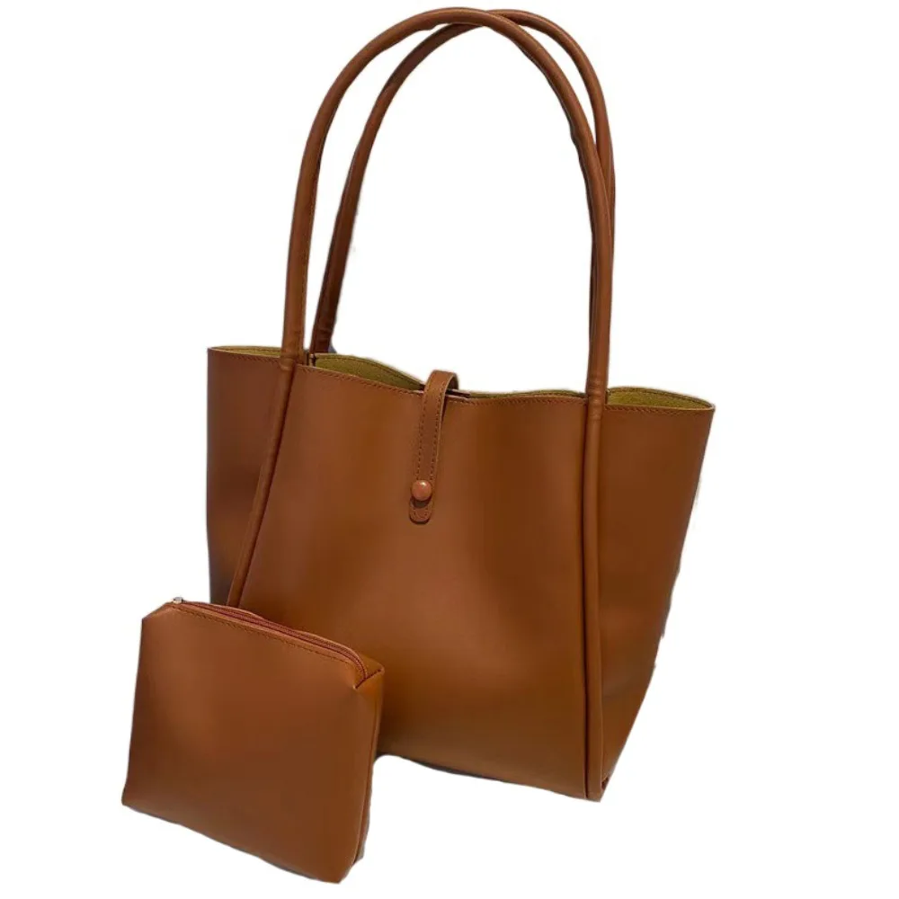 

Fashion Large Capacity PU Leather Shoulder Bag Simple Casual French Style Retro Underarm Bag Handbag New Design Tote Bag Travel