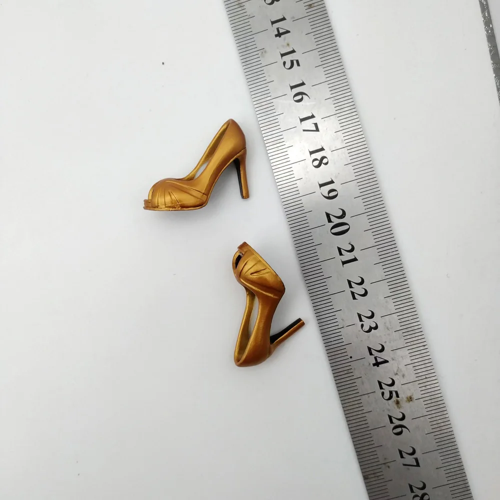 Fashion Peep-toe Shoes Model 1/6 Scale Golden High Heeled Hollow Shoes for 12in Action Figure Toys Collection