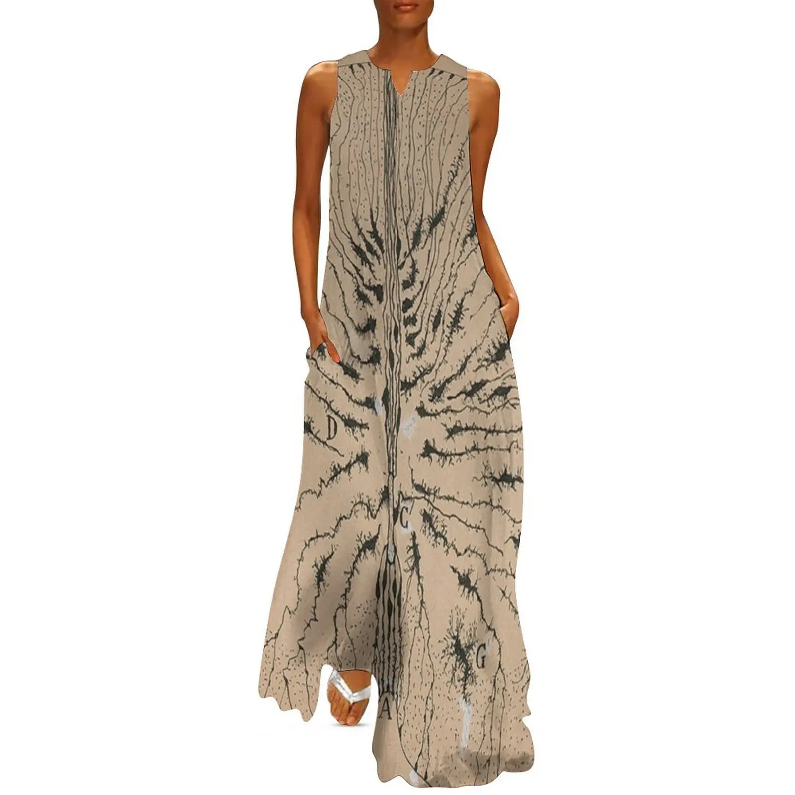 

Cajal's brain neurons sketch Long Dress Women's summer dresses womens clothing women's elegant loose dresses Female clothing