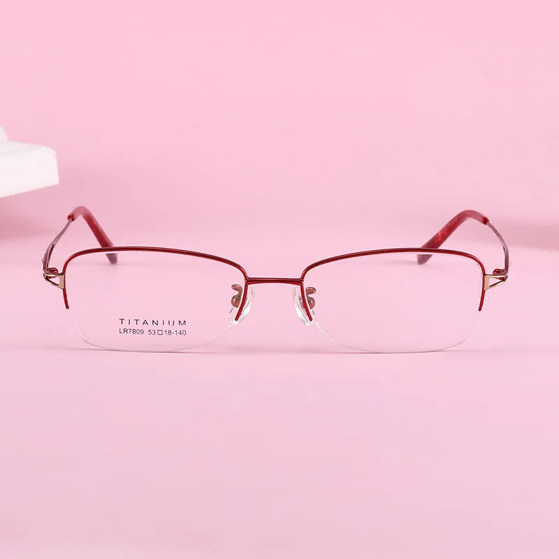 53-18-140 Pure Titanium Glasses Female Business Semi-Rimless Optical Prescription Customization Myopia Hyperopia Progressive