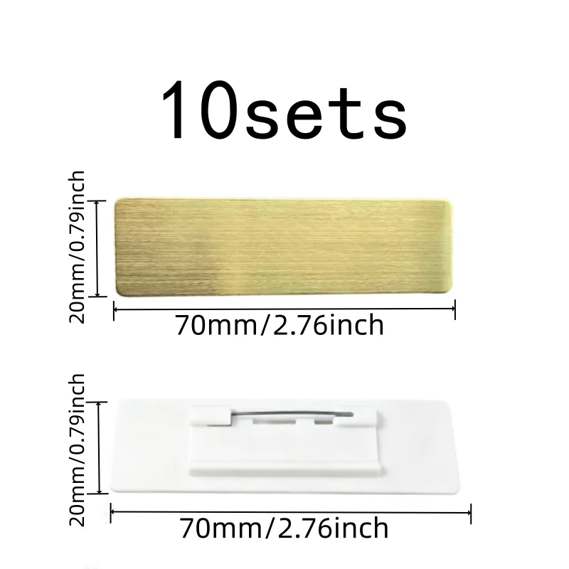 Name Tag Brooches 10 pcs, Smooth Writable Area, Metal Pin Backing, for Event Staff Badges, Multipurpose
