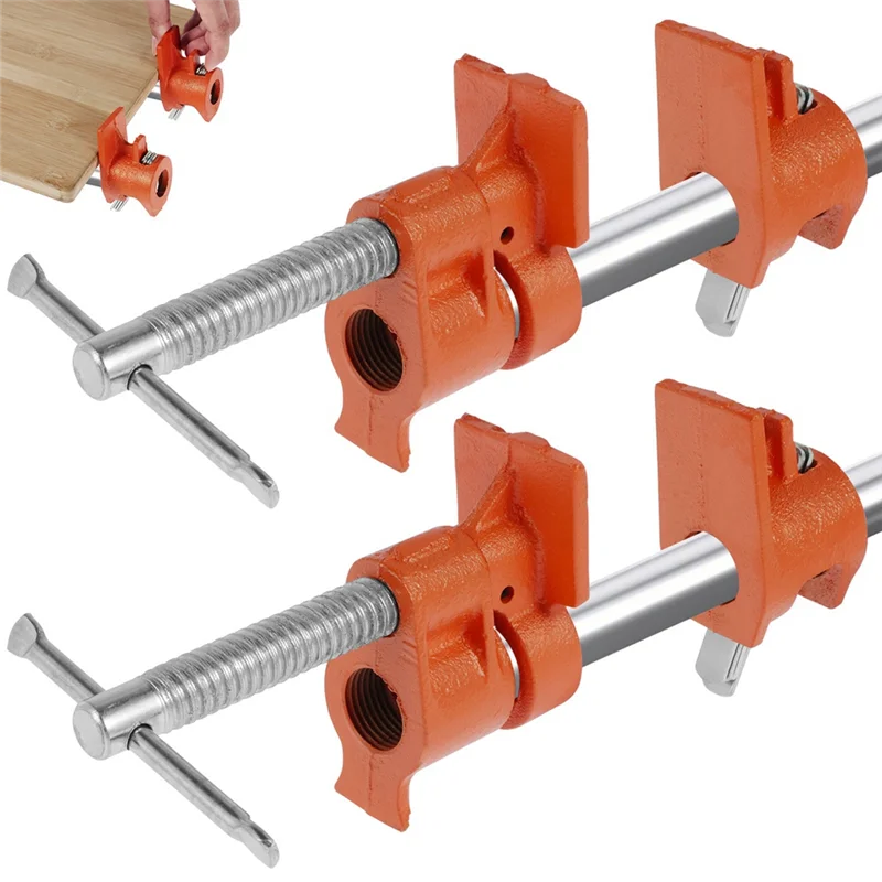 

ABUP-2Pcs 1/2 Inch Pipe Clamps Black Tube Clamp Set Woodworking Tools Adjustable Wood Clamp For Carpenter