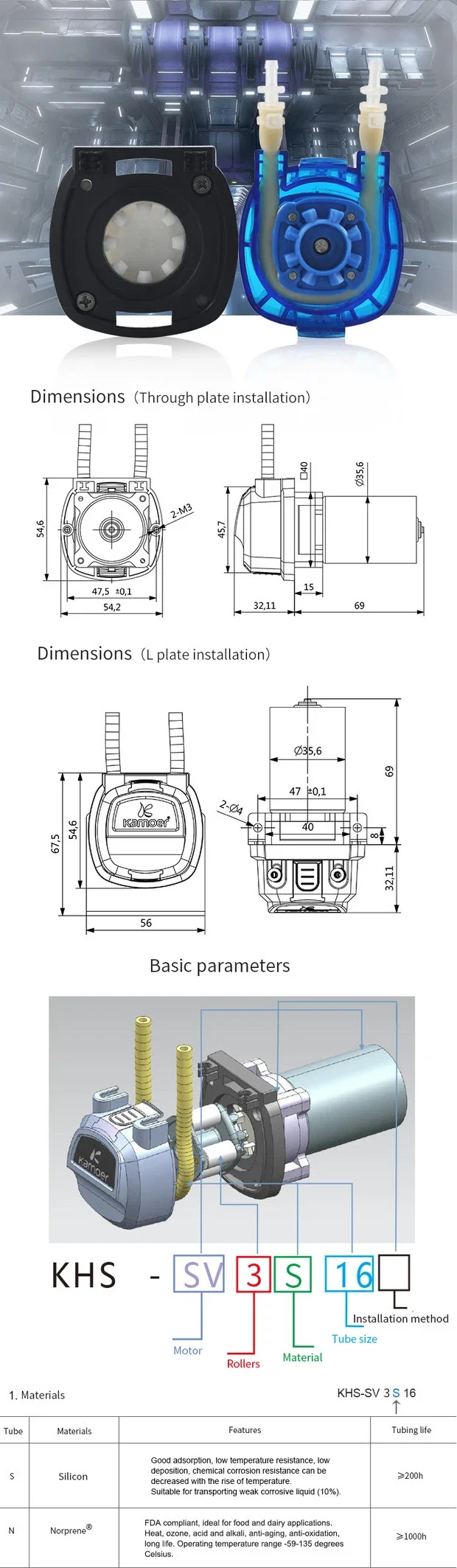 Kamoer KHS bpt pipe perchloric acid medical feed peristaltic pump for arduino automatic elisa workstation agriculture