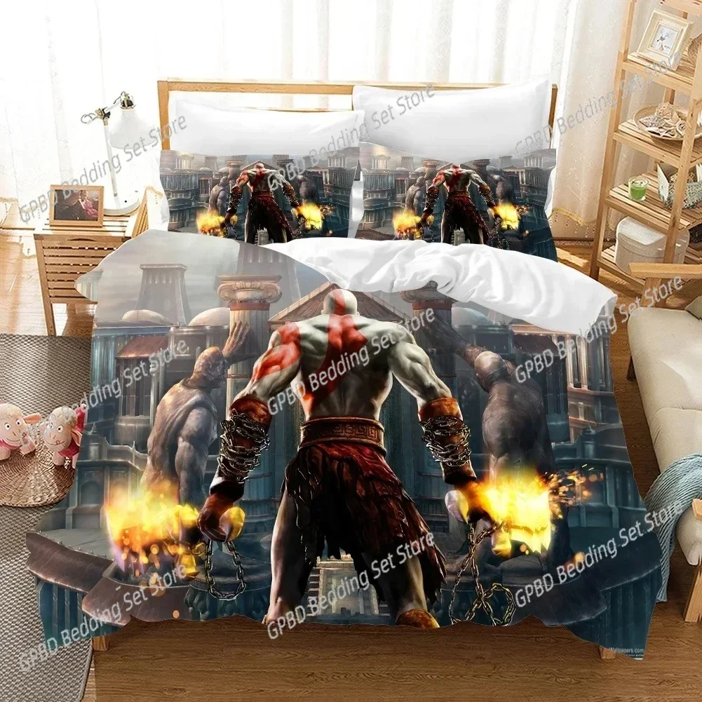 Luxury  New 3D Print Game God of War Bedding Set Duvet Cover Bed Set Quilt Cover Pillowcase Comforter king Queen Bedding Set